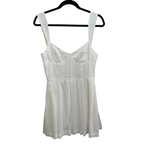 NWT! Aqua for Bloomingdales Corset White Polka Dot Textured Mini Dress - Size M - Picture 2 of 12